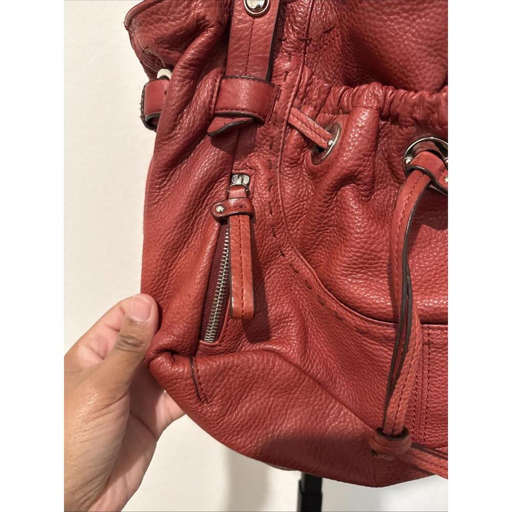 B. Makowsky Rust Leather Hobo Handbag  with Chunky Silver Hardware - Picture 3 of 9